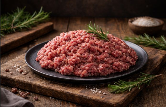 Wildschweinhackfleisch roh angerichtet – kräftiges Hackfleisch vom Wildschwein