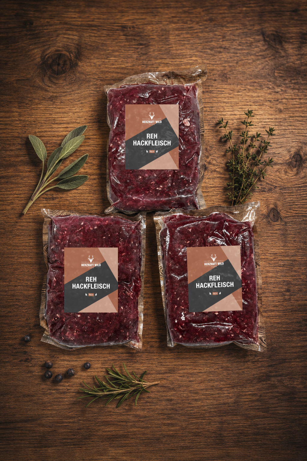Rehhackfleisch 3 x 1 kg im Vorteilspaket für Bolognese, Burger und Wildgerichte