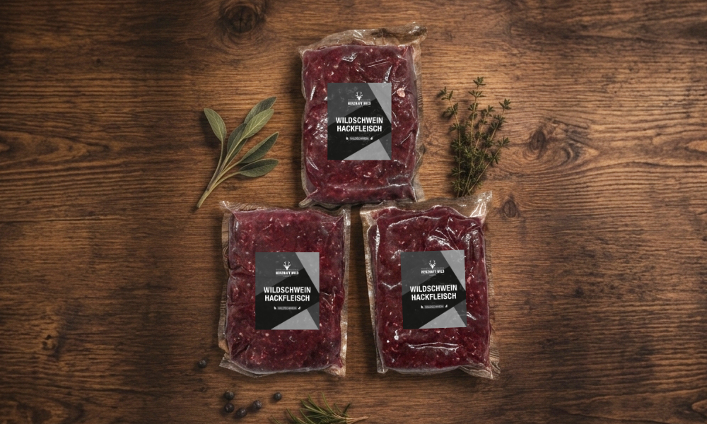Wildschweinhack 3 kg in 3 vakuumierten Packungen à 1 kg