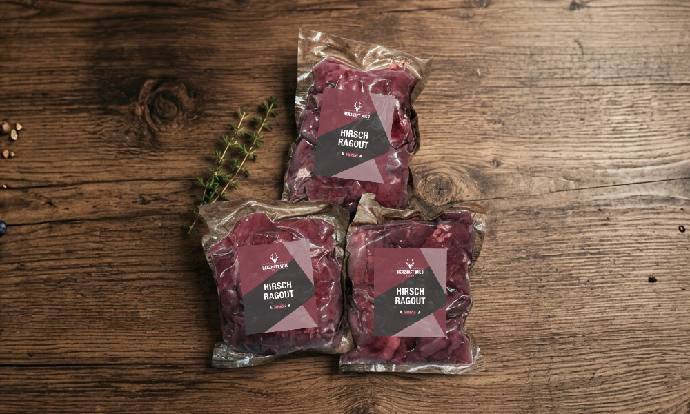 Hirschragout 3 x 1 kg im Vorteilspaket für Schmorgerichte und Wildgulasch