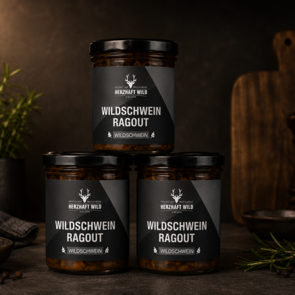 3 x Wildschweinragout genussfertig im Vorteilspaket mit zart geschmortem Wildschweinfleisch in aromatischer Sauce